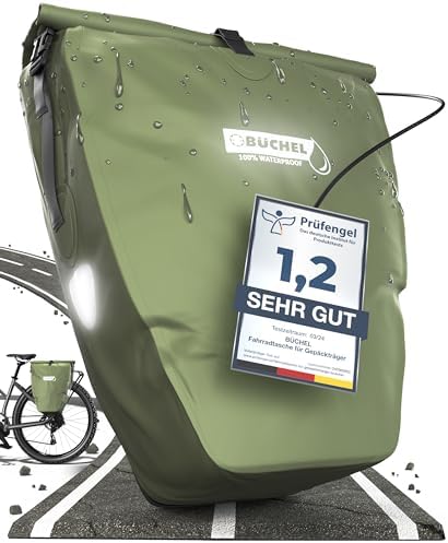 Büchel Fahrradtasche für Gepäckträger – 100% wasserdicht, mit Tragegriff & Schultergurt, ideal für Fahrradtouren