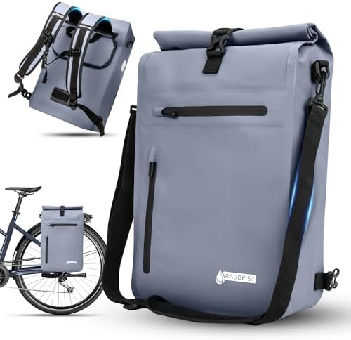 RADGEIST 3in1 Fahrradtasche für Gepäckträger - Wasserdichter Rucksack mit Laptopfach für Unterwegs - 25L - Blau