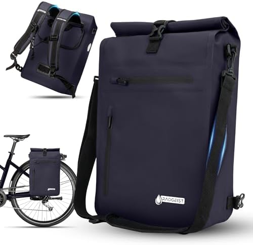 RADGEIST 3in1 Fahrradtasche für Gepäckträger - Wasserdichter Rucksack mit Laptopfach für Unterwegs - 25L - Blau