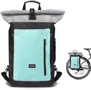 100% wasserdichte Fahrrad-Gepäckträger Tasche mit Laptopfach - Multifunktionale 2-in-1 Lösung für Pendler & Reisen (Mint