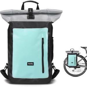 100% wasserdichte Fahrrad-Gepäckträger Tasche mit Laptopfach - Multifunktionale 2-in-1 Lösung für Pendler & Reisen (Mint