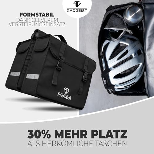 RADGEIST Gepäckträgertasche 30L I Doppeltasche für Fahrradtouren I Einfache Befestigung, schwarz