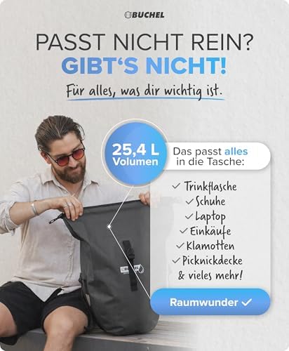 Büchel Fahrradtasche für Gepäckträger – 100% wasserdicht, mit Tragegriff & Schultergurt, ideal für Fahrradtouren