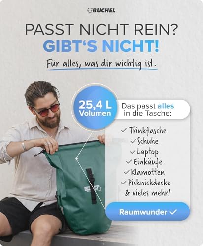 Büchel Fahrradtasche für Gepäckträger – 100% wasserdicht, mit Tragegriff & Schultergurt, ideal für Fahrradtouren