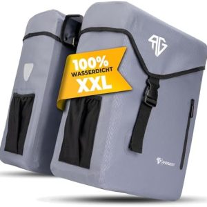 RADGEIST Fahrradtasche 50L für Gepäckträger – 100% wasserdicht & leicht zu befestigen für unbeschwerte Radtouren (Grau)