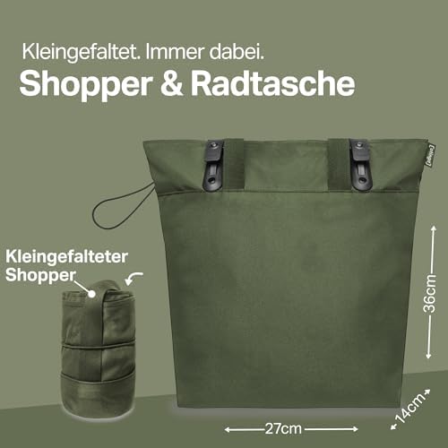 otinga® Shopper Fahrradtasche faltbar 14L - leichte, wasserabweisende Einkaufstasche für Fahrradgepäckträger, ideal für