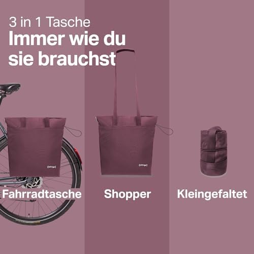 otinga® Shopper Fahrradtasche faltbar 14L - leichte, wasserabweisende Einkaufstasche für Fahrradgepäckträger, ideal für