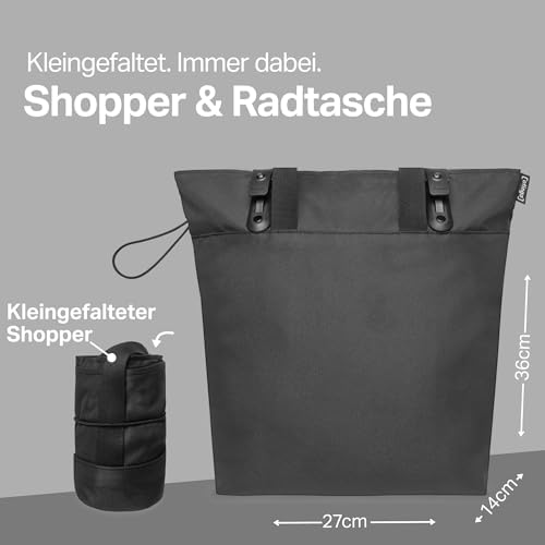 otinga® Shopper Fahrradtasche faltbar 14L - leichte, wasserabweisende Einkaufstasche für Fahrradgepäckträger, ideal für