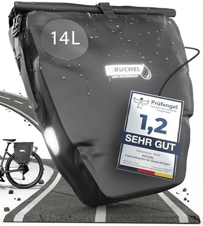 Büchel Fahrradtasche für Gepäckträger – 100% wasserdicht, mit Tragegriff & Schultergurt, ideal für Fahrradtouren