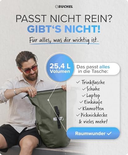Büchel Fahrradtasche für Gepäckträger – 100% wasserdicht, mit Tragegriff & Schultergurt, ideal für Fahrradtouren