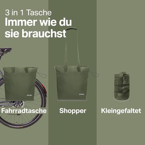 otinga® Shopper Fahrradtasche faltbar 14L - leichte, wasserabweisende Einkaufstasche für Fahrradgepäckträger, ideal für