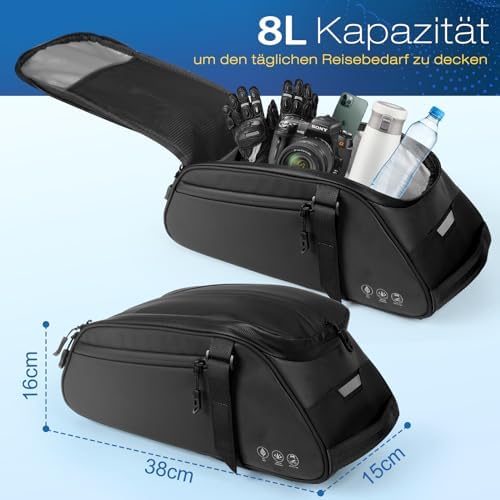 Toptrek 8L Gepäckträgertasche mit Regenschutz – Ideal für einfache Fahrradausflüge!