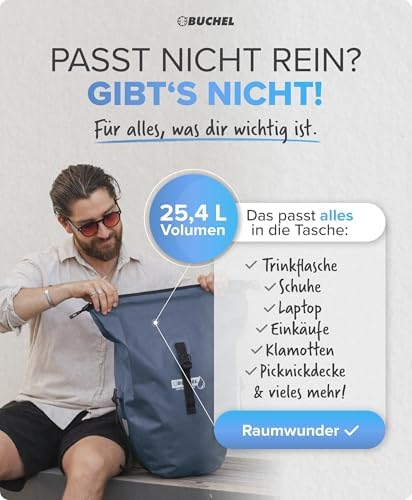 Büchel Fahrradtasche für Gepäckträger – 100% wasserdicht, mit Tragegriff & Schultergurt, ideal für Fahrradtouren