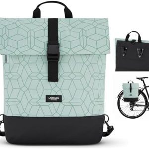 LARKSON Fahrradtaschen für Gepäckträger – 2 in 1 Rucksack & Tasche Mint, wasserabweisend für Damen & Herren