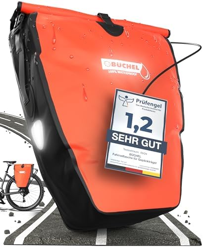 Büchel Fahrradtasche für Gepäckträger – 100% wasserdicht, mit Tragegriff & Schultergurt, ideal für Fahrradtouren