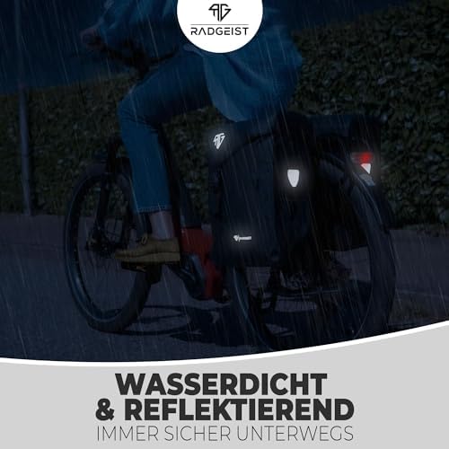 RADGEIST Fahrradtasche 50L für Gepäckträger – 100% wasserdicht & leicht zu befestigen für unbeschwerte Radtouren (Grau)