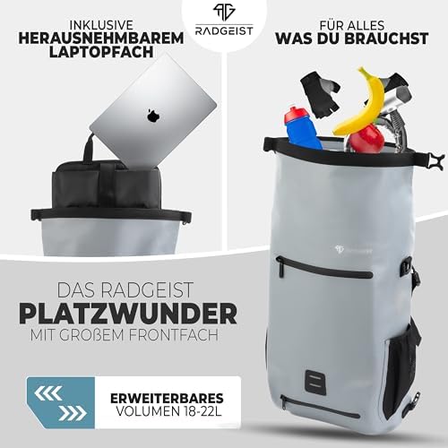 RADGEIST 3in1 Fahrradtasche für Gepäckträger – 100% wasserdicht, vielseitig als Rucksack & Umhängetasche für aufregende