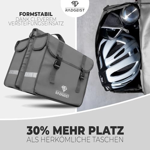 RADGEIST Gepäckträgertasche 30L I Doppeltasche für Fahrradtouren I Einfache Befestigung, schwarz