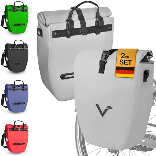 Valkental Große & wasserdichte Fahrradtasche für Gepäckträger – Robuste, abschließbare Tragetasche mit großen Reflektore