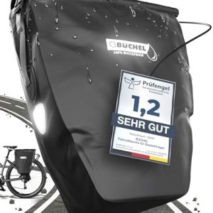 Büchel Fahrradtasche für Gepäckträger – 100% wasserdicht, mit Tragegriff & Schultergurt, ideal für Fahrradtouren