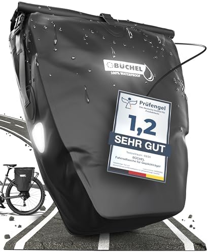 Büchel Fahrradtasche für Gepäckträger – 100% wasserdicht, mit Tragegriff & Schultergurt, ideal für Fahrradtouren