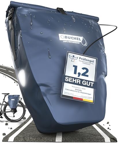 Büchel Fahrradtasche für Gepäckträger – 100% wasserdicht, mit Tragegriff & Schultergurt, ideal für Fahrradtouren