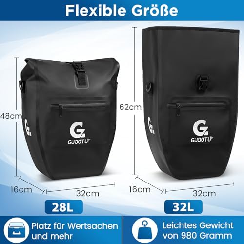 Fahrradtasche Set 48L von – Robuste Tarpaulin Gepäckträgertasche mit Reflektoren, ideal für Reisen!