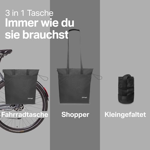 otinga® Shopper Fahrradtasche faltbar 14L - leichte, wasserabweisende Einkaufstasche für Fahrradgepäckträger, ideal für