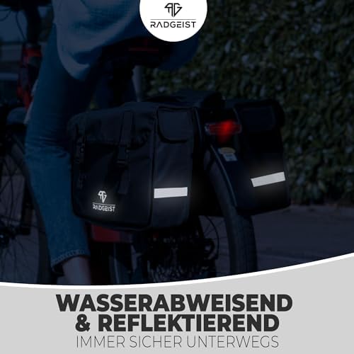 RADGEIST Gepäckträgertasche 30L I Doppeltasche für Fahrradtouren I Einfache Befestigung, schwarz
