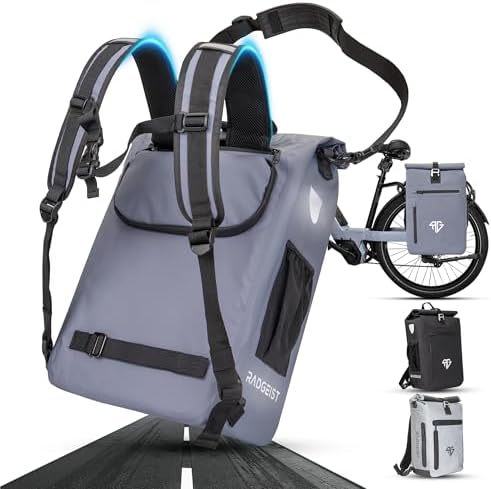 RADGEIST 3in1 Fahrradtasche für Gepäckträger – 100% wasserdicht, vielseitig als Rucksack & Umhängetasche für aufregende