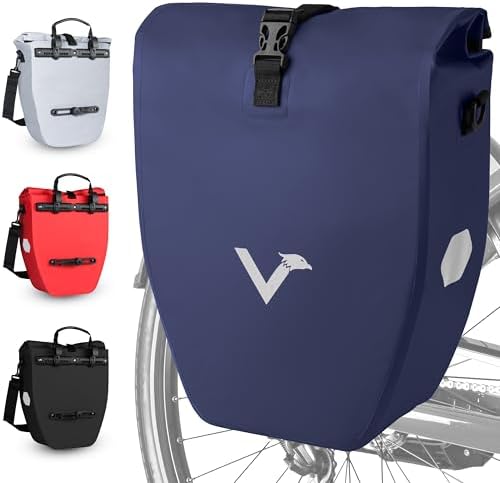 Valkental Große & wasserdichte Fahrradtasche für Gepäckträger – Robuste, abschließbare Tragetasche mit großen Reflektore