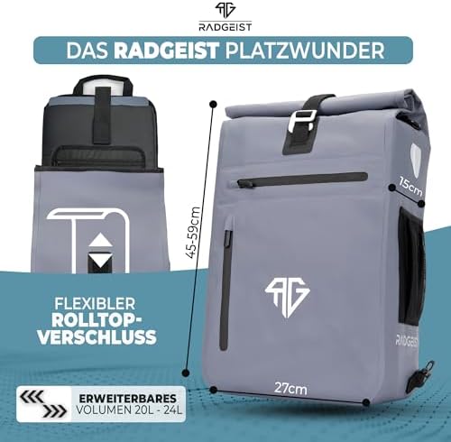 RADGEIST 3in1 Fahrradtasche für Gepäckträger – 100% wasserdicht, vielseitig als Rucksack & Umhängetasche für aufregende