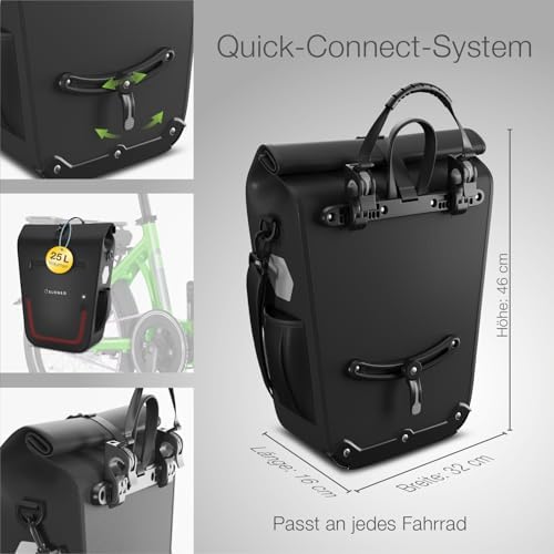 ELONEO Fahrradtasche für Gepäckträger 20L – 100% wasserdicht mit LED Licht für sicheres Radfahren mintgrün
