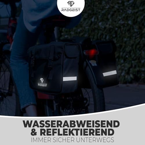 RADGEIST Gepäckträgertasche 30L I Doppeltasche für Fahrradtouren I Einfache Befestigung, schwarz