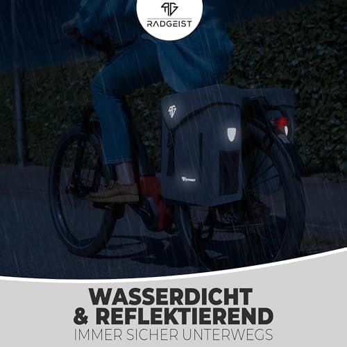 RADGEIST Fahrradtasche 50L für Gepäckträger – 100% wasserdicht & leicht zu befestigen für unbeschwerte Radtouren (Grau)