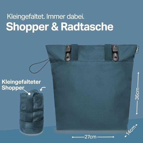 otinga® Shopper Fahrradtasche faltbar 14L - leichte, wasserabweisende Einkaufstasche für Fahrradgepäckträger, ideal für