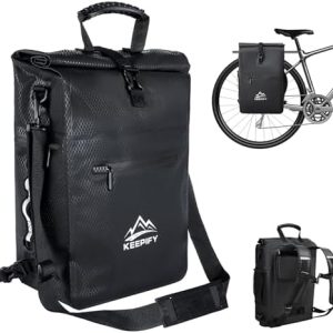 Fahrradtasche 3in1 von – Wasserdicht, 25L mit Laptop-Tasche, ideal für Radfahren – Schwarz mit reflektierenden Streifen