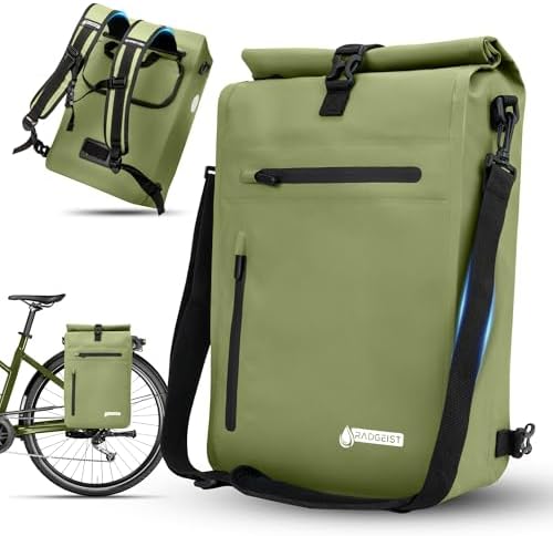 RADGEIST 3in1 Fahrradtasche für Gepäckträger - Wasserdichter Rucksack mit Laptopfach für Unterwegs - 25L - Blau