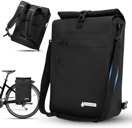 RADGEIST 3in1 Fahrradtasche für Gepäckträger - Wasserdichter Rucksack mit Laptopfach für Unterwegs - 25L - Blau