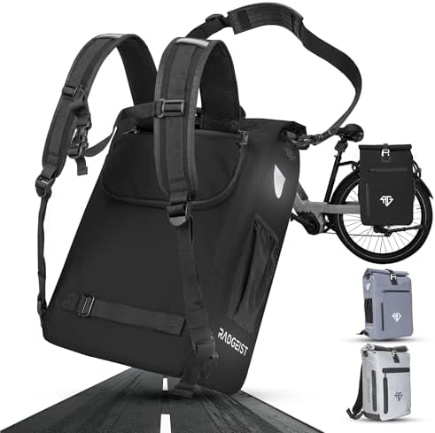 RADGEIST 3in1 Fahrradtasche für Gepäckträger – 100% wasserdicht, vielseitig als Rucksack & Umhängetasche für aufregende