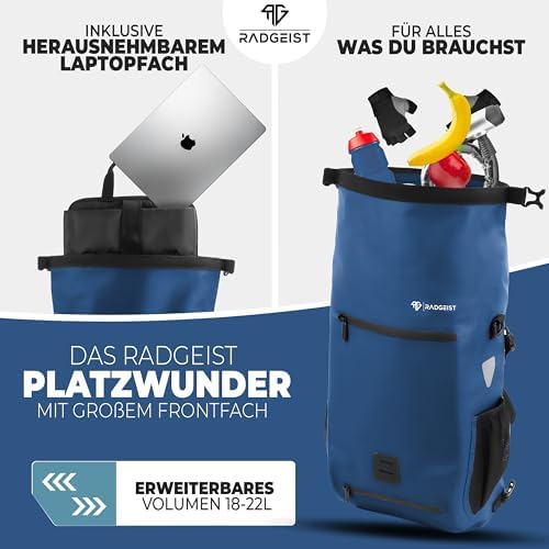 RADGEIST 3in1 Fahrradtasche für Gepäckträger – 100% wasserdicht, vielseitig als Rucksack & Umhängetasche für aufregende