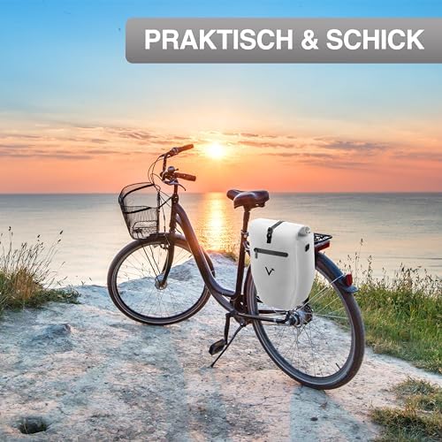 Valkental Große & wasserdichte Fahrradtasche für Gepäckträger – Robuste, abschließbare Tragetasche mit großen Reflektore