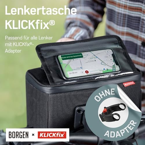 Borgen KLICKfix Lenkertasche für Smartphone - Wasserabweisend & geräumig für Fahrradtouren