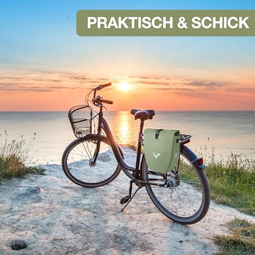 Valkental Große & wasserdichte Fahrradtasche für Gepäckträger – Robuste, abschließbare Tragetasche mit großen Reflektore