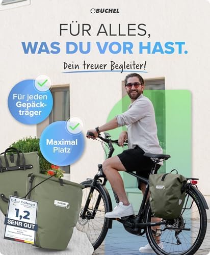 Büchel Fahrradtasche für Gepäckträger – 100% wasserdicht, mit Tragegriff & Schultergurt, ideal für Fahrradtouren