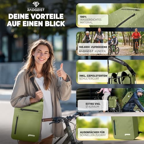 RADGEIST 3in1 Fahrradtasche für Gepäckträger - Wasserdichter Rucksack mit Laptopfach für Unterwegs - 25L - Blau