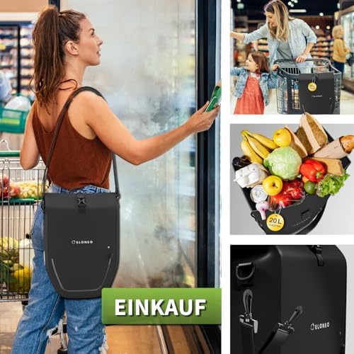 ELONEO Fahrradtasche für Gepäckträger 20L – 100% wasserdicht mit LED Licht für sicheres Radfahren mintgrün