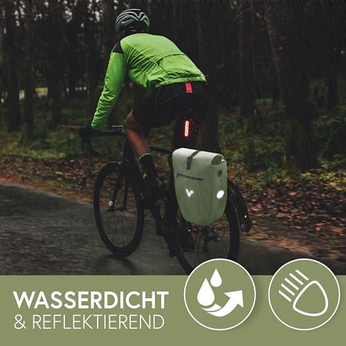 Valkental Große & wasserdichte Fahrradtasche für Gepäckträger – Robuste, abschließbare Tragetasche mit großen Reflektore