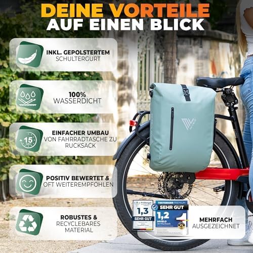 MIVELO 3in1 Fahrradtasche für Gepäckträger - 100% wasserdicht, perfekt für Abenteuer!