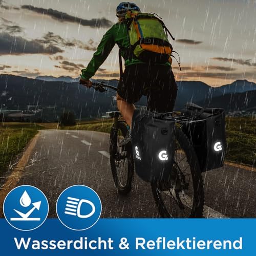 Fahrradtasche Set 48L von – Robuste Tarpaulin Gepäckträgertasche mit Reflektoren, ideal für Reisen!